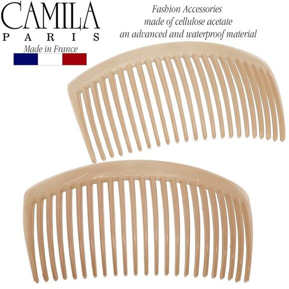 Camila Paris CP3022 French Side Combs Large Curved, Beige French Twist Hair Comb - Picture 3 of 6
